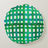 水彩グリッド – 緑 ラウンドクッション (裏面)