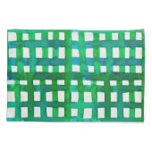 水彩グリッド – 緑 枕カバー (裏面)