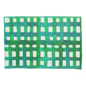 水彩グリッド – 緑 枕カバー (正面)