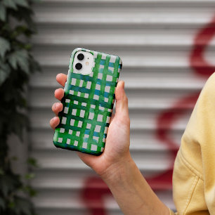 水彩グリッド – 緑 iPhone 13ケース