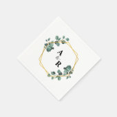 水彩グリーナリーカップル結婚モノグラム紙 スタンダードカクテルナプキン (角)