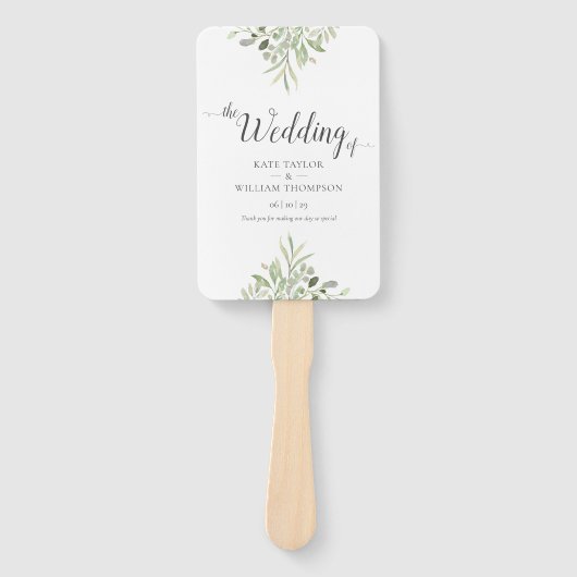 水彩グリーナリースクリプト結婚式 プログラム ハンドファン (正面)