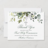 水彩グリーナリーセージ緑コミューニオン サンキューカード (正面)