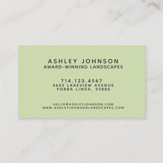 水彩グリーナリーハンドレタリングタイポグラフィ 名刺 (裏面)