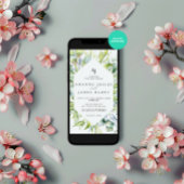 水彩グリーナリーフレームウィンターウェディングパーティー 招待状