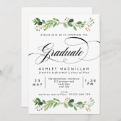 水彩グリーナリーユーカリ卒業パーティー 招待状 (正面/裏面)
