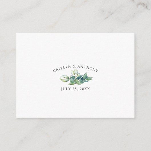 水彩グリーナリーユーカリ結婚の詳細 エンクロージャーカード (裏面)