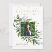 水彩グリーナリーユーカリ金ゴールドフォトグラード 案内状 (正面)