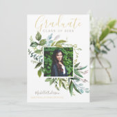 水彩グリーナリーユーカリ金ゴールドフォトグラード 案内状 (スタンド正面)