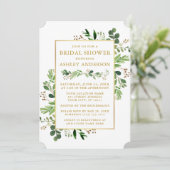 水彩グリーナリーユーカリ金ゴールドブライダルシャワー 招待状 (スタンド正面)