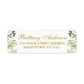 水彩グリーナリーユーカリ金ゴールド差出人住所 ラベル (正面)