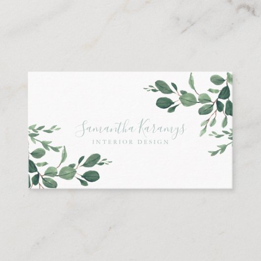 水彩グリーナリーユーカリ離れエレガントス コーリングカード (正面)