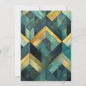 水彩グリーンおよび金ゴールドアールデコブライダルシャワー 招待状 (裏面)