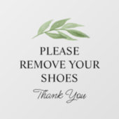 水彩グリーンお願い靴を外す ウィンドウサイン (シート)