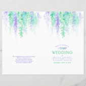 水彩グリーンつる植物フローラ結婚式プログラム (正面)