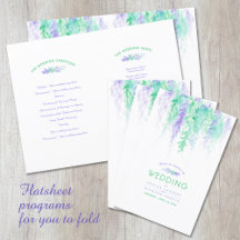 水彩グリーンつる植物フローラ結婚式プログラム