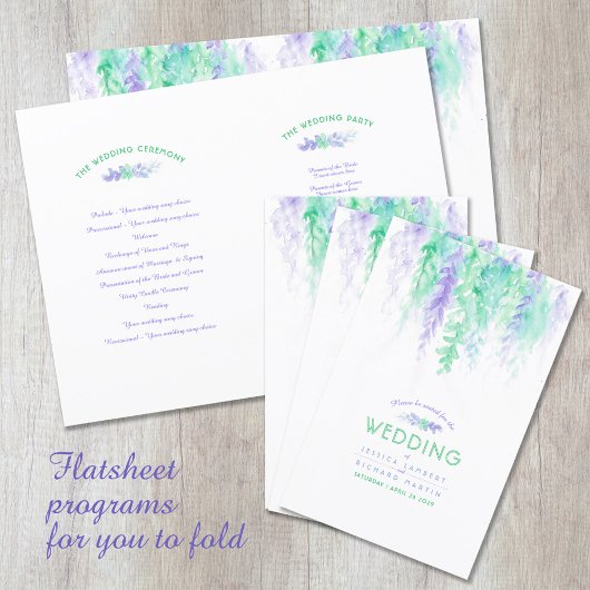 水彩グリーンつる植物フローラ結婚式プログラム