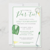 水彩グリーンとイエローのゴルフトーナメントパーティー 招待状 (正面)