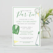 水彩グリーンとイエローのゴルフトーナメントパーティー 招待状 (スタンド正面)