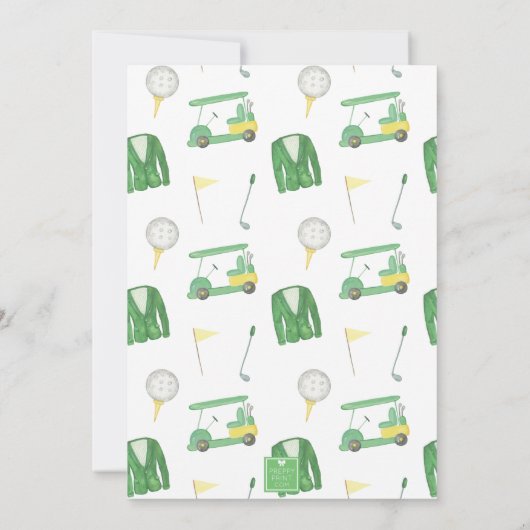水彩グリーンとイエローのゴルフトーナメントパーティー 招待状 (裏面)