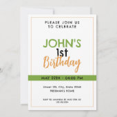 水彩グリーンとオレンジかわいいキッズタイガー 招待状 (裏面)