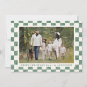 水彩グリーンとクリームジンガムのクリスマスフォト シーズンカード (正面)