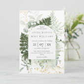 水彩グリーンとゴールドのエレガントなウェディング 招待状 (スタンド正面)