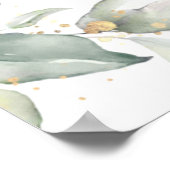 水彩グリーンとゴールドの葉のプチギフト看板 ポスター (角)