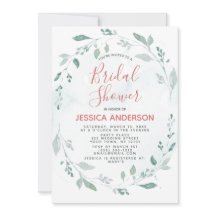 水彩グリーンとピンクブライダルシャワー