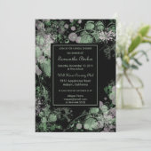 水彩グリーンとピンクボタニカルブライダルシャワー 招待状 (スタンド正面)