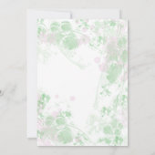 水彩グリーンとピンクボタニカルブライダルシャワー 招待状 (裏面)