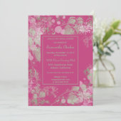 水彩グリーンとピンクボタニカルブライダルシャワー 招待状 (スタンド正面)