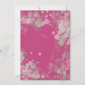 水彩グリーンとピンクボタニカルブライダルシャワー 招待状 (裏面)