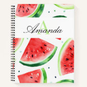 水彩グリーンと白スイカのモノグラーム ノートブック (正面)