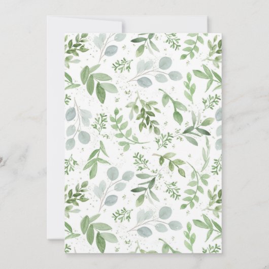 水彩グリーンと花のウェディングシャワー 招待状 (裏面)