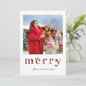 水彩グリーンと葉のクリスマス写真カード シーズンカード (スタンド正面)