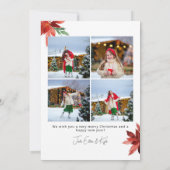 水彩グリーンと葉のクリスマス写真カード シーズンカード (裏面)