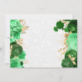 水彩グリーンと金ゴールド花キンセアニェラ 招待状 (裏面)
