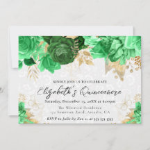 水彩グリーンと金ゴールド花キンセアニェラ