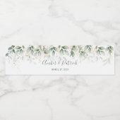 水彩グリーンと離れ金ゴールド結婚ズ ペットボトルラベル (シングルラベル)