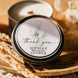 水彩グリーンのブライダルシャワー丸型ステッカー ラウンドシール