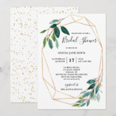 水彩グリーンのブライダルシャワー招待状 セーブザデート (正面/裏面)