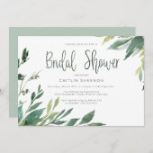 水彩グリーンのブライダルシャワー招待状 招待状 (正面/裏面)