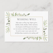 水彩グリーンのベイビーシャワー ウィッシングウェル エンクロージャーカード (正面)