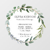 水彩グリーンのユーカリの葉の営業時間 ウィンドウサイン (シート)