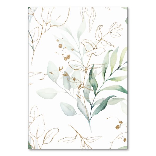 水彩グリーンのユーカリ テーブルカード (裏面)