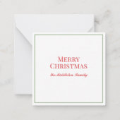 水彩グリーンのリースに赤のギンガムリボン ノートカード (裏面)