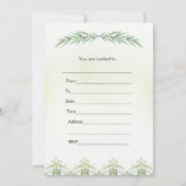 水彩グリーンの枝の招待状を記入 招待状 (正面)