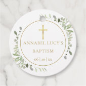 水彩グリーンの洗礼 誕生記念 フェイバータグ (正面)