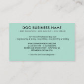 水彩グリーンの犬のグルーミング シッティング トレーニング 名刺 (裏面)